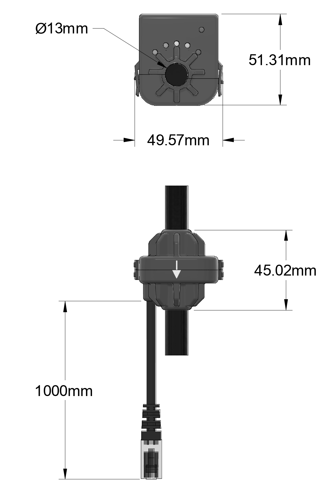 Contactless Current Meter - Technical Drawing